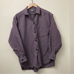 Woolrich Mens Medium Purple Black Checkered Long Sleeve Button Down